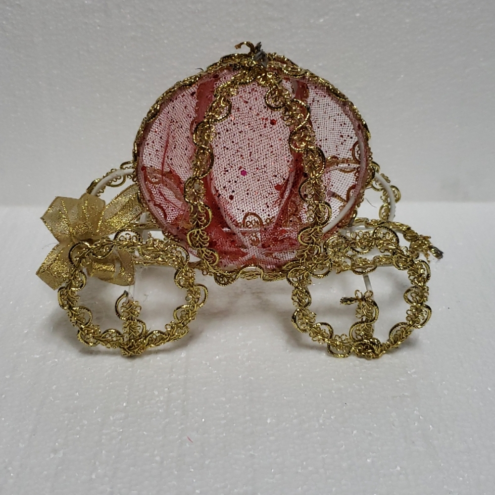 Pumpkin Carriage Red/Gold Room Decor Piece OS
